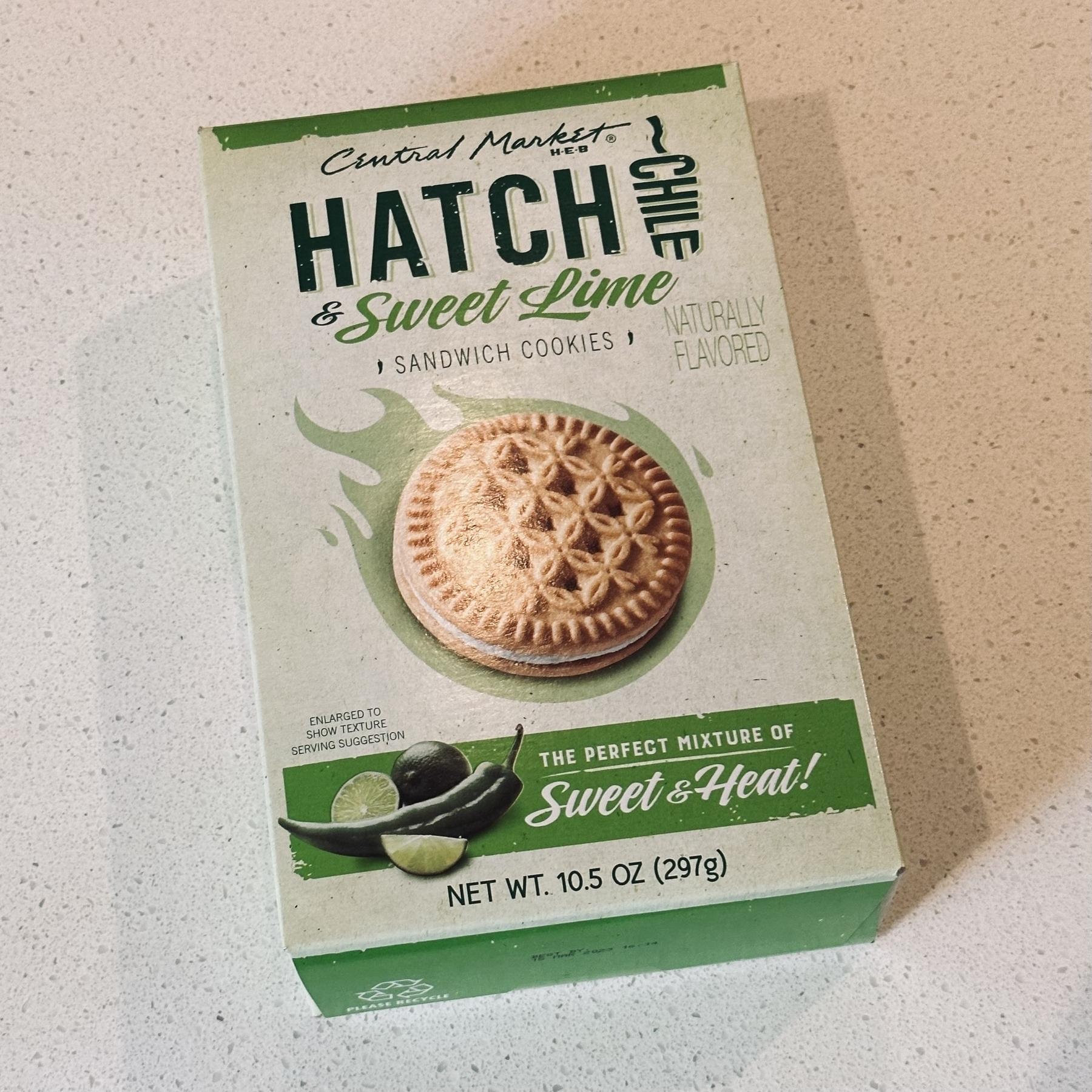 Hatch chile and sweet lime sandwich cookies.