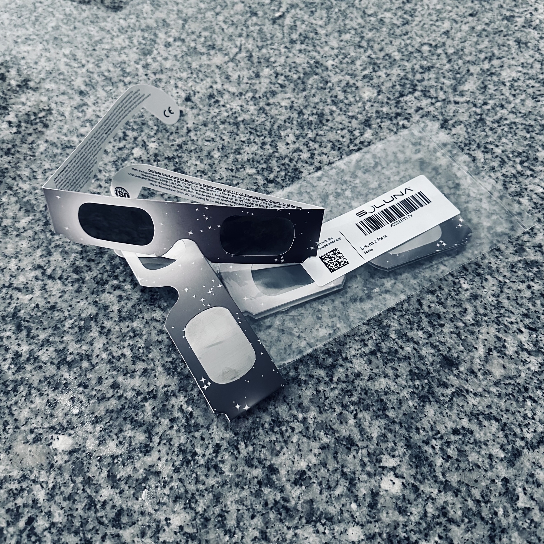 Eclipse glasses on the counter.