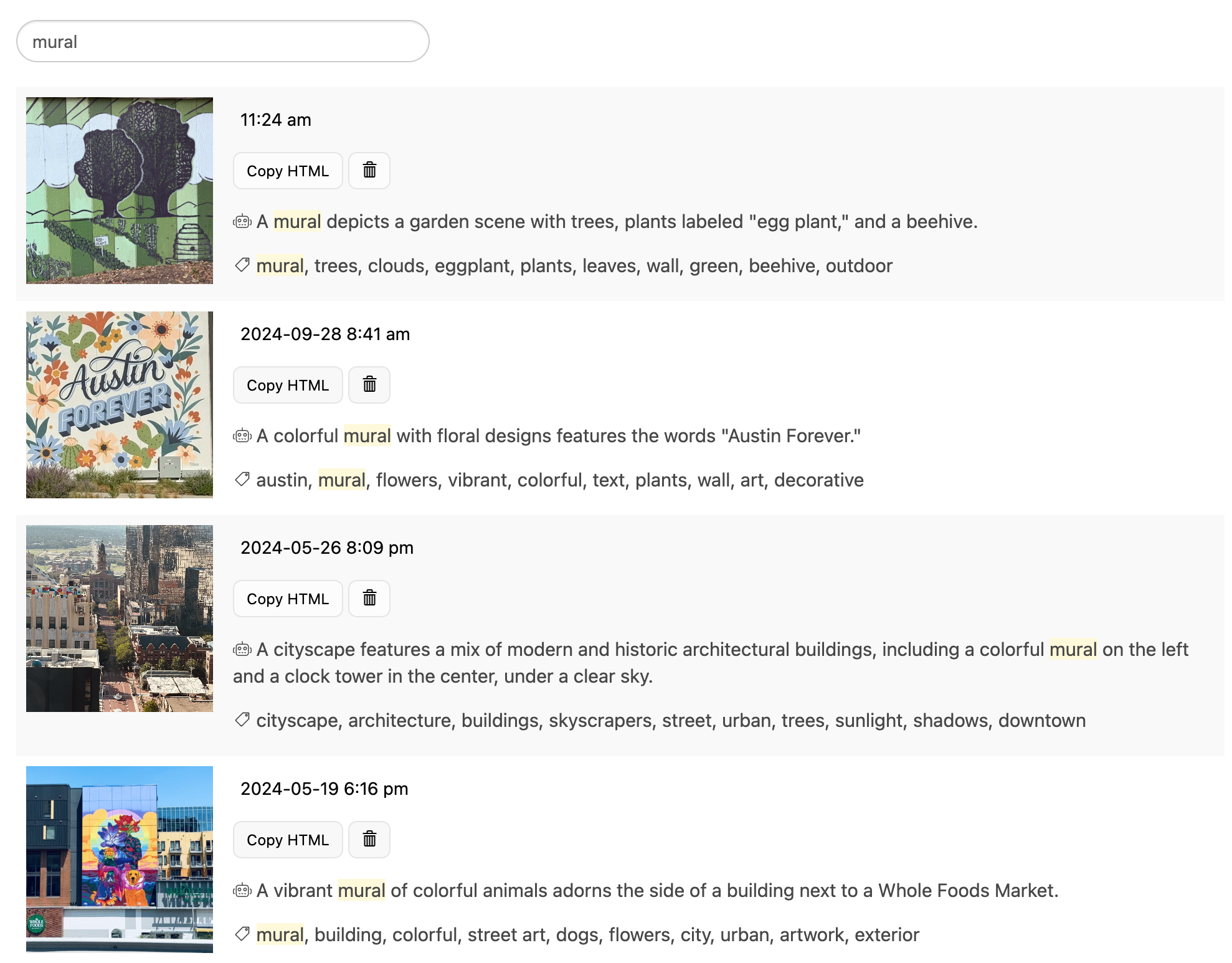 Screenshot of Micro.blog's web search using AI-generated keywords.