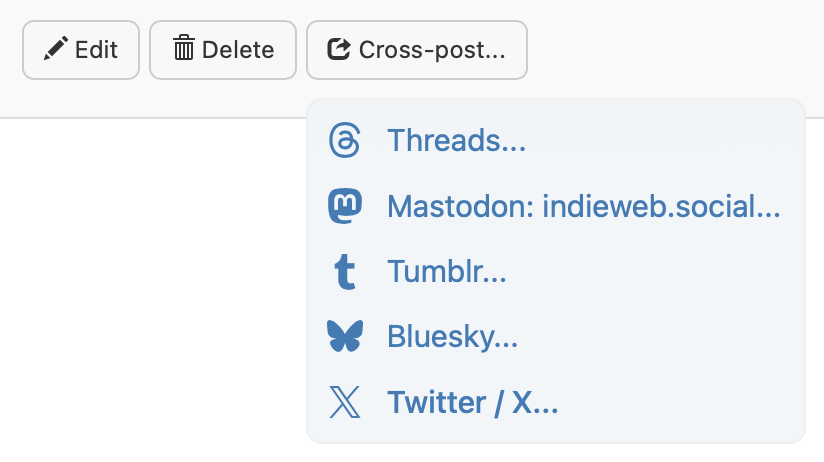 Screenshot of cross-post button.
