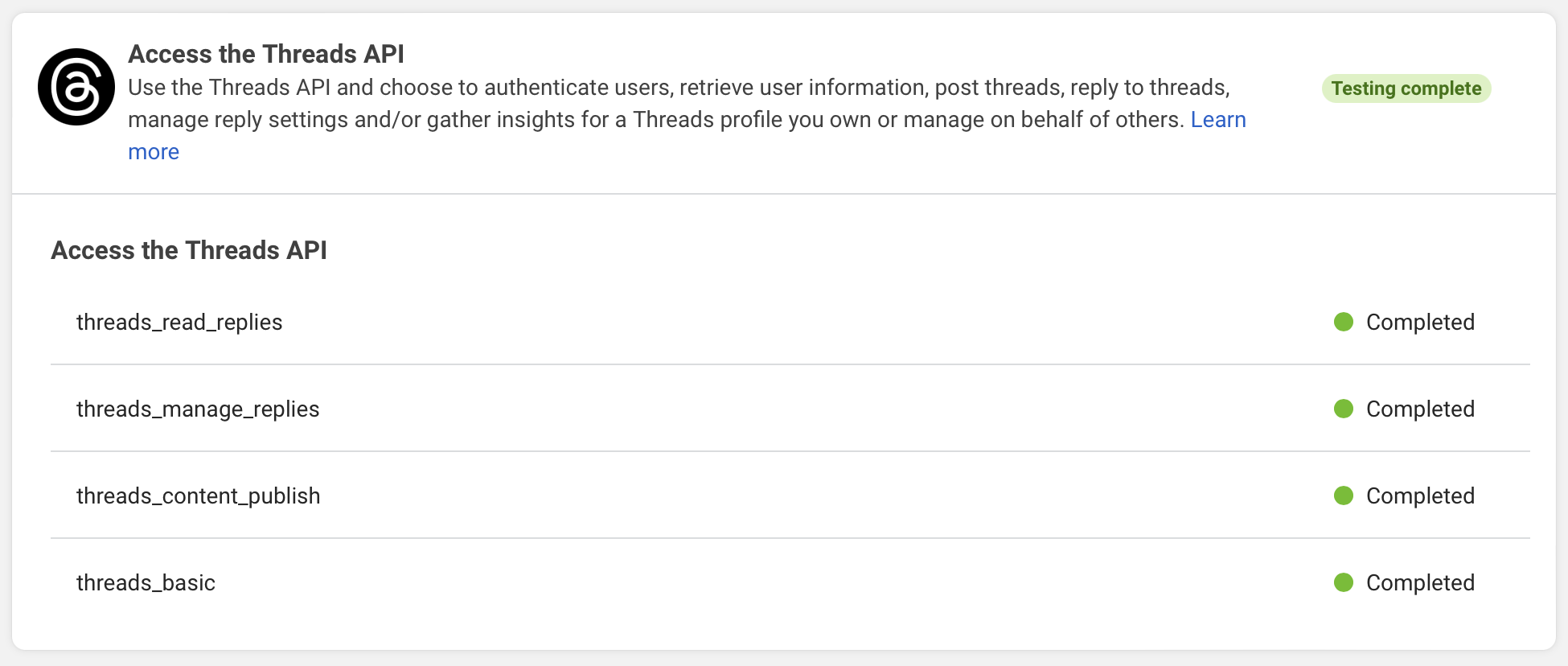 Screenshot showing Threads API calls.