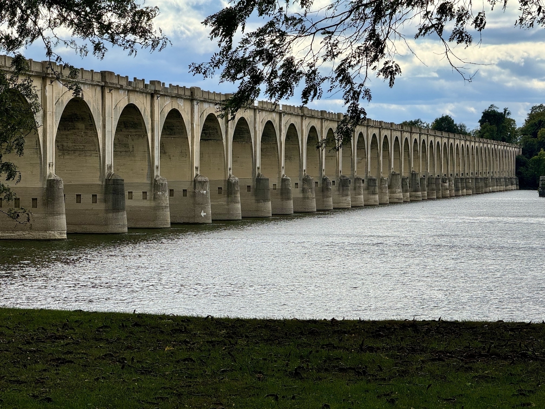 Arch bridge over the Susquehanna river at riverfront park in Harrisburg Pennsylvania. 