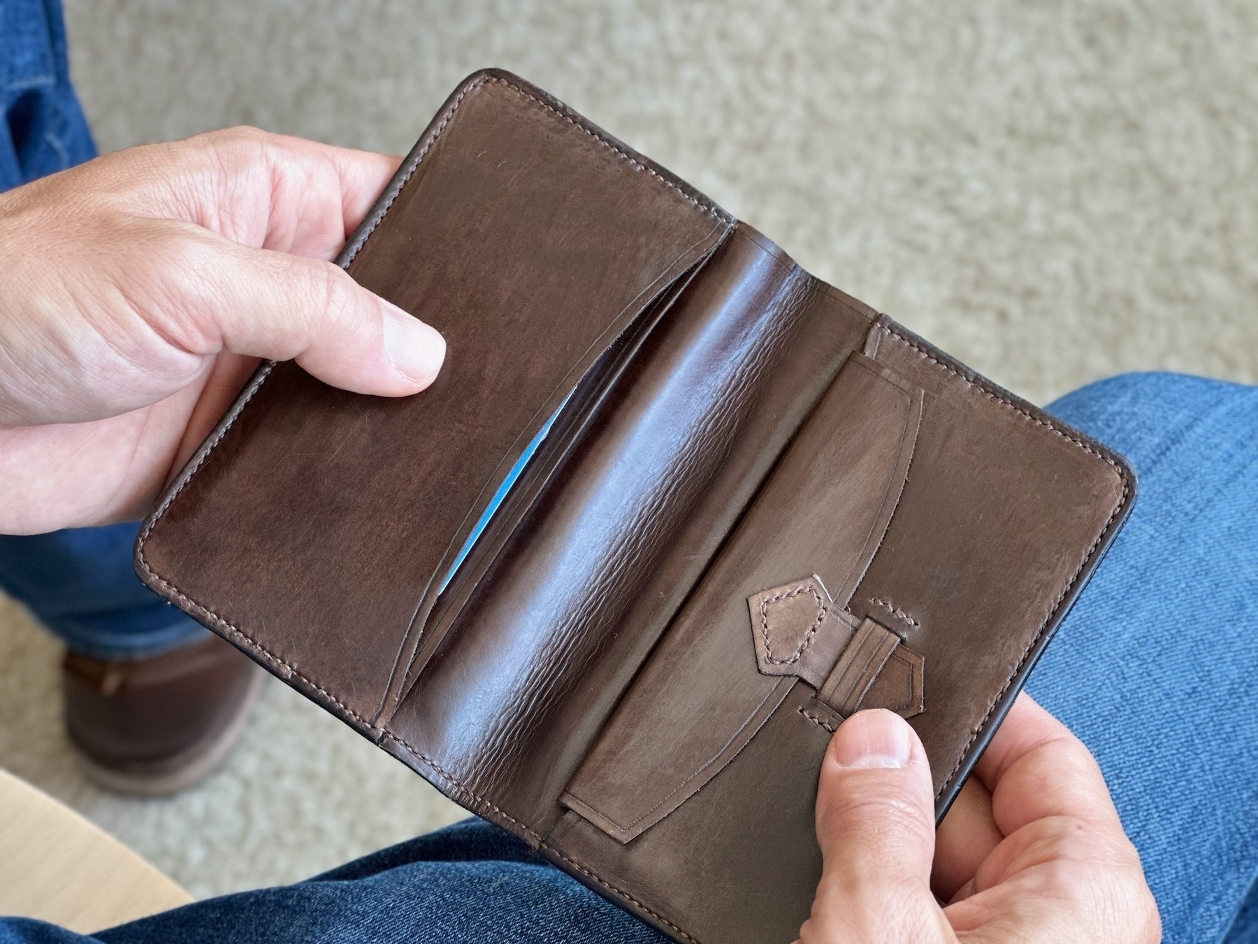 chocolate brown leather wallet by A. M. Aiken - Handmade American Leather Wallet