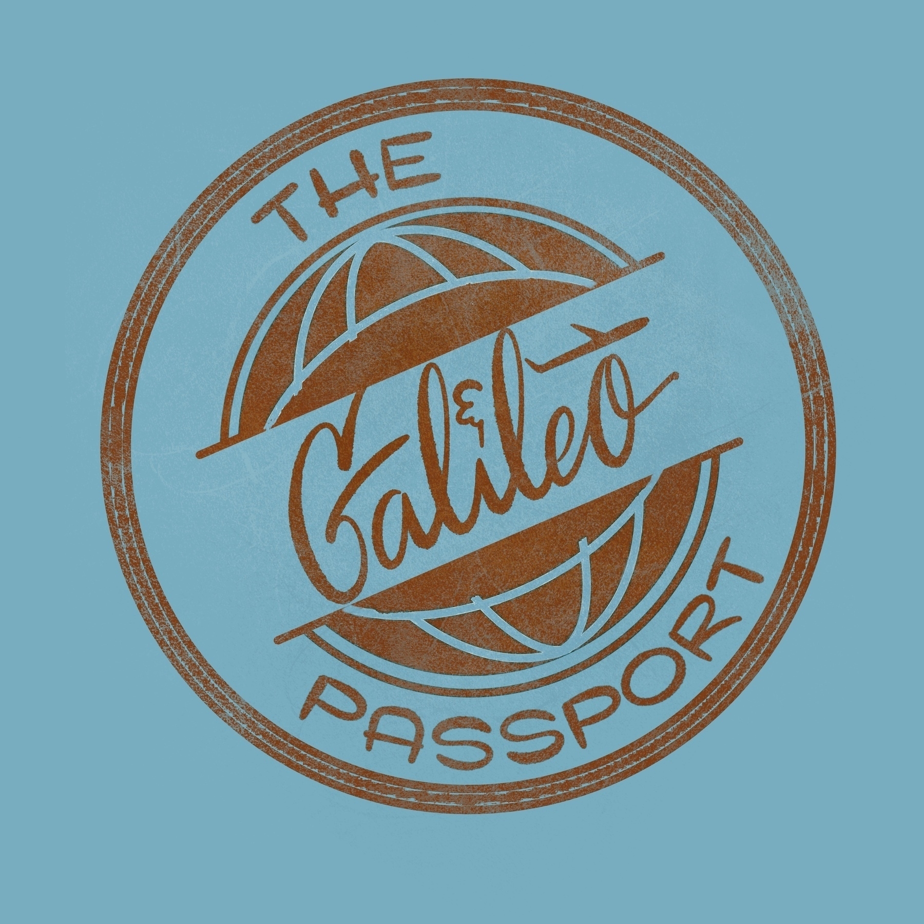 A circular emblem features the words THE Galileo PASSPORT with a stylized globe design on a blue background.