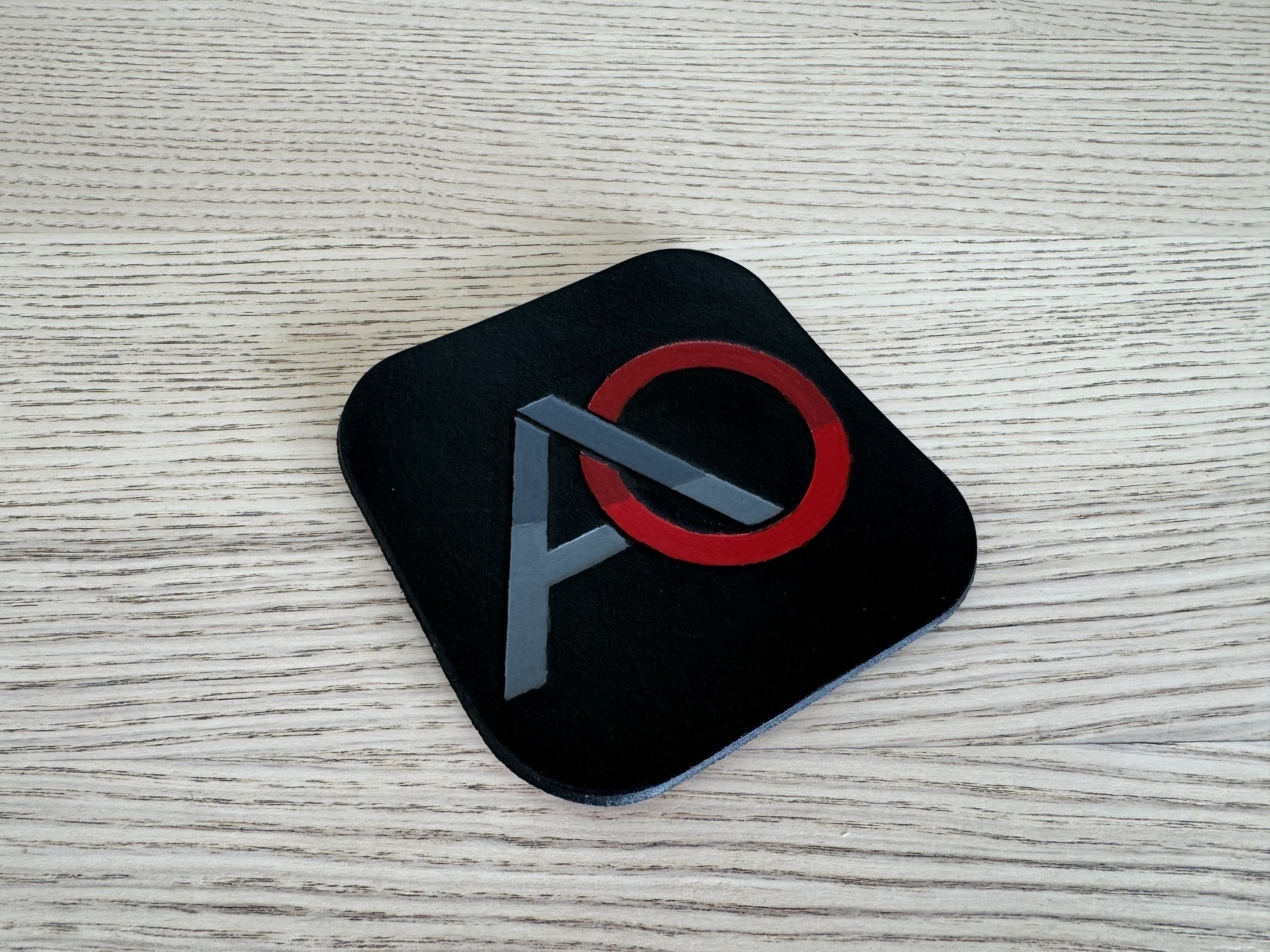 painted leather coaster