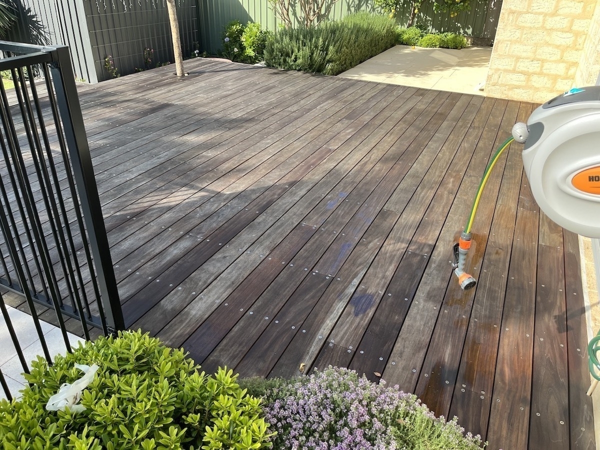 Wooden deck after oiling
