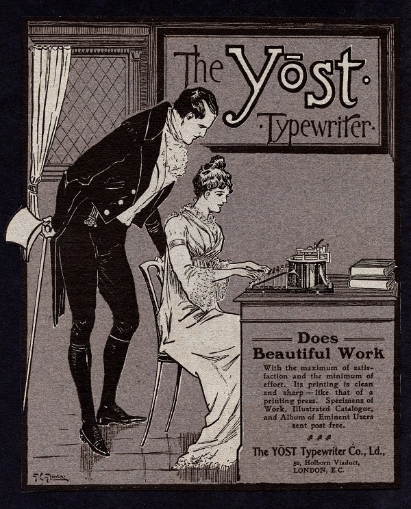 Edwardian magazine advertisment for Yost typewriters.