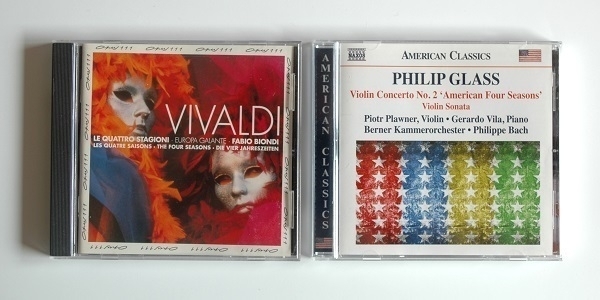 CD copies of Antonio Vivaldi's 'Quattro Stagioni' and Philip Glass's 'American Four Seasons'.