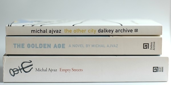 Copies of the first three of Michal Ajvaz's novels to be published in English translation.
