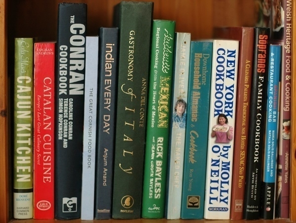 An assortment of cookbooks.