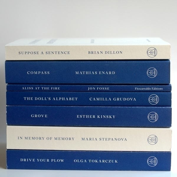 A stack of seven volumes published by Fitzcarraldo Editions.
