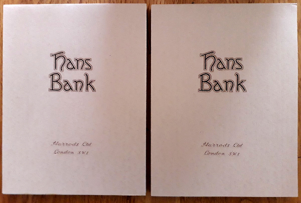 A pair of mid-20th-Century 'Hans Bank' writing pads, as once sold by Harrods department store.