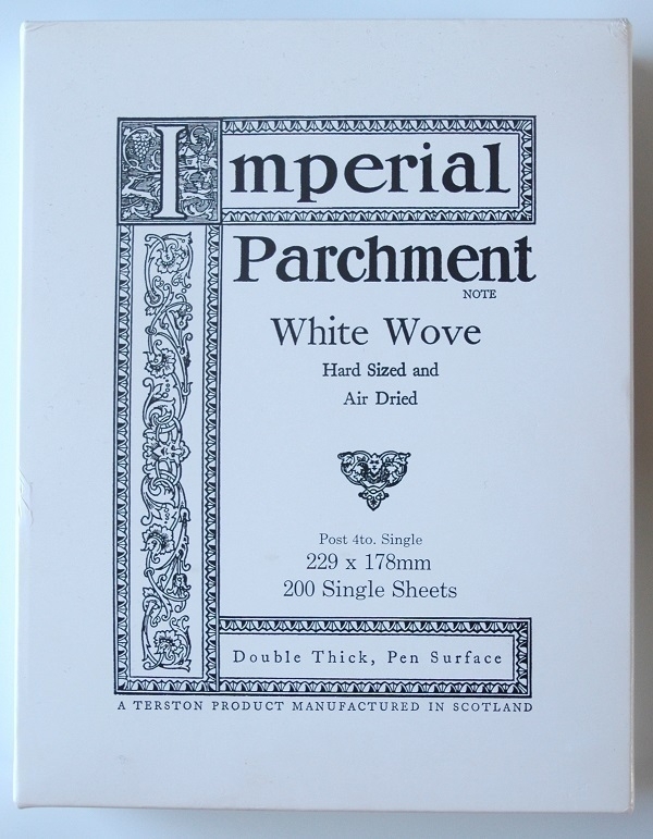 A box of 'Imperial Parchment' writing paper.