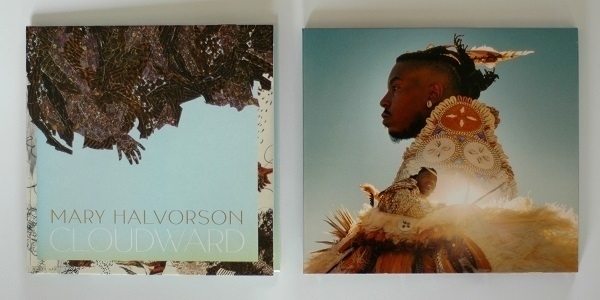 The covers of the CD albums 'Cloudward' by Mary Halvorson and 'Bark Out Thunder Roar Out Lightning' by Chief Adjuah.