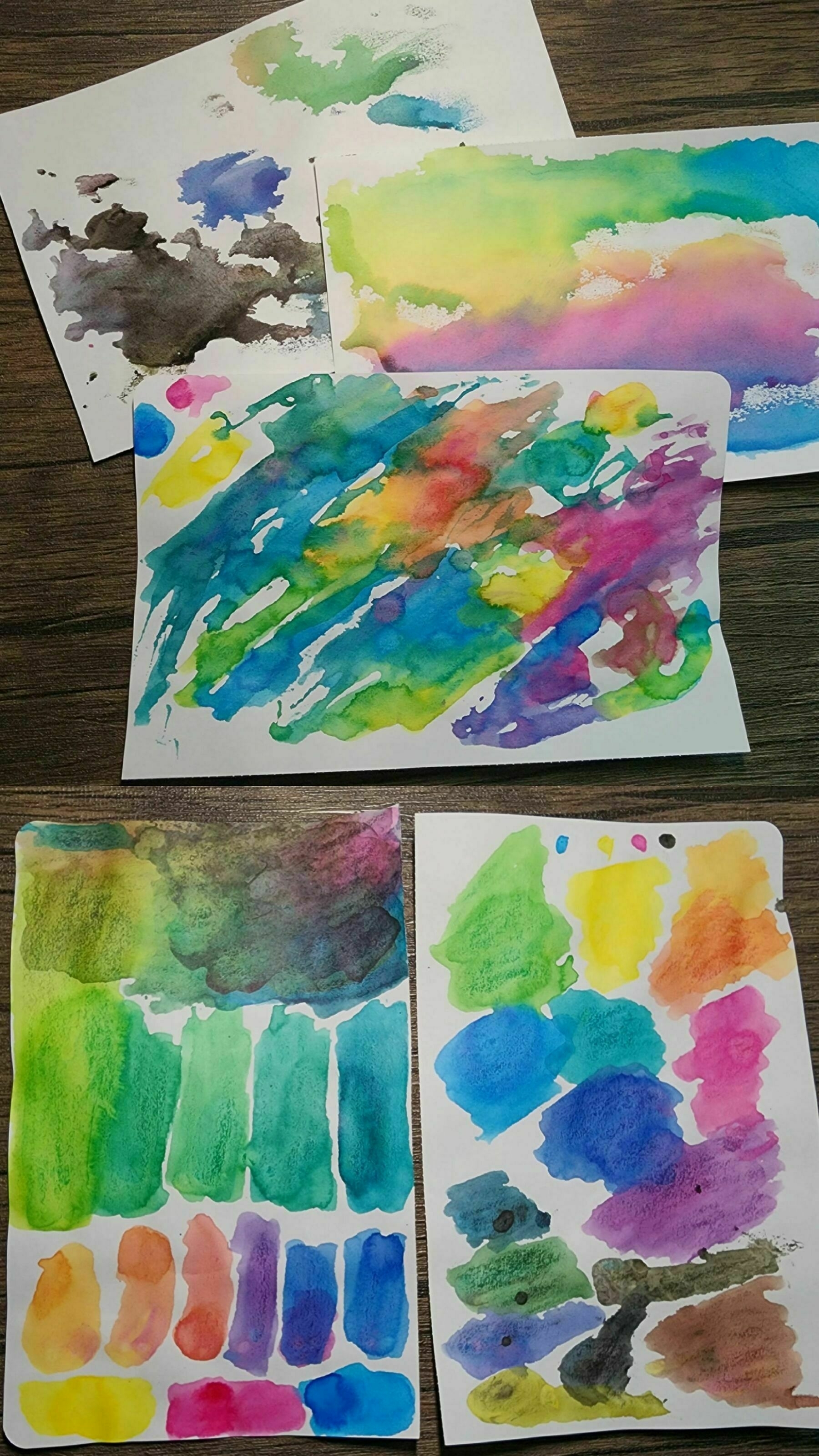 Swatches of mixed ink in a rainbow of colors.