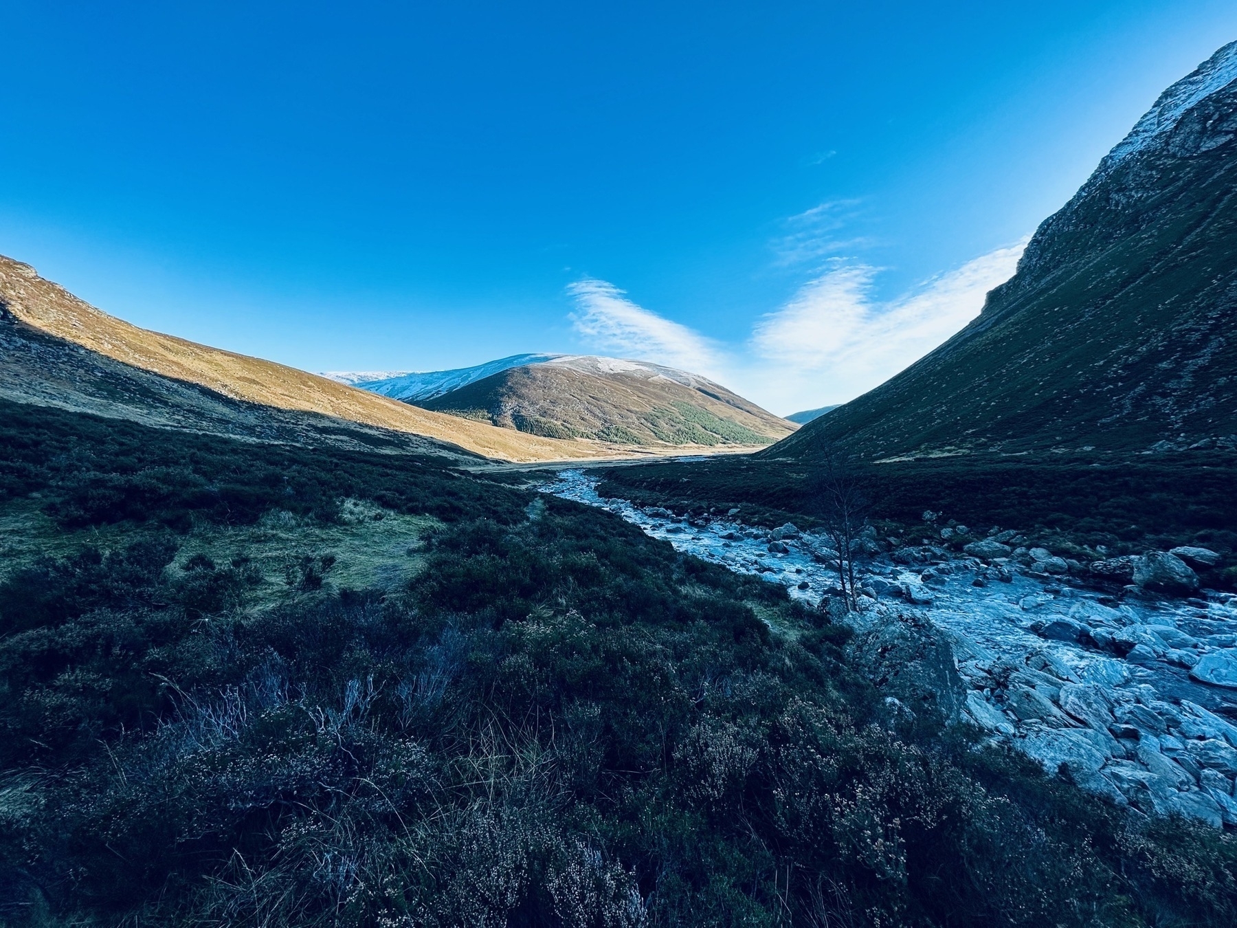 View from the Falls of Unich, down towards Glen Lee.