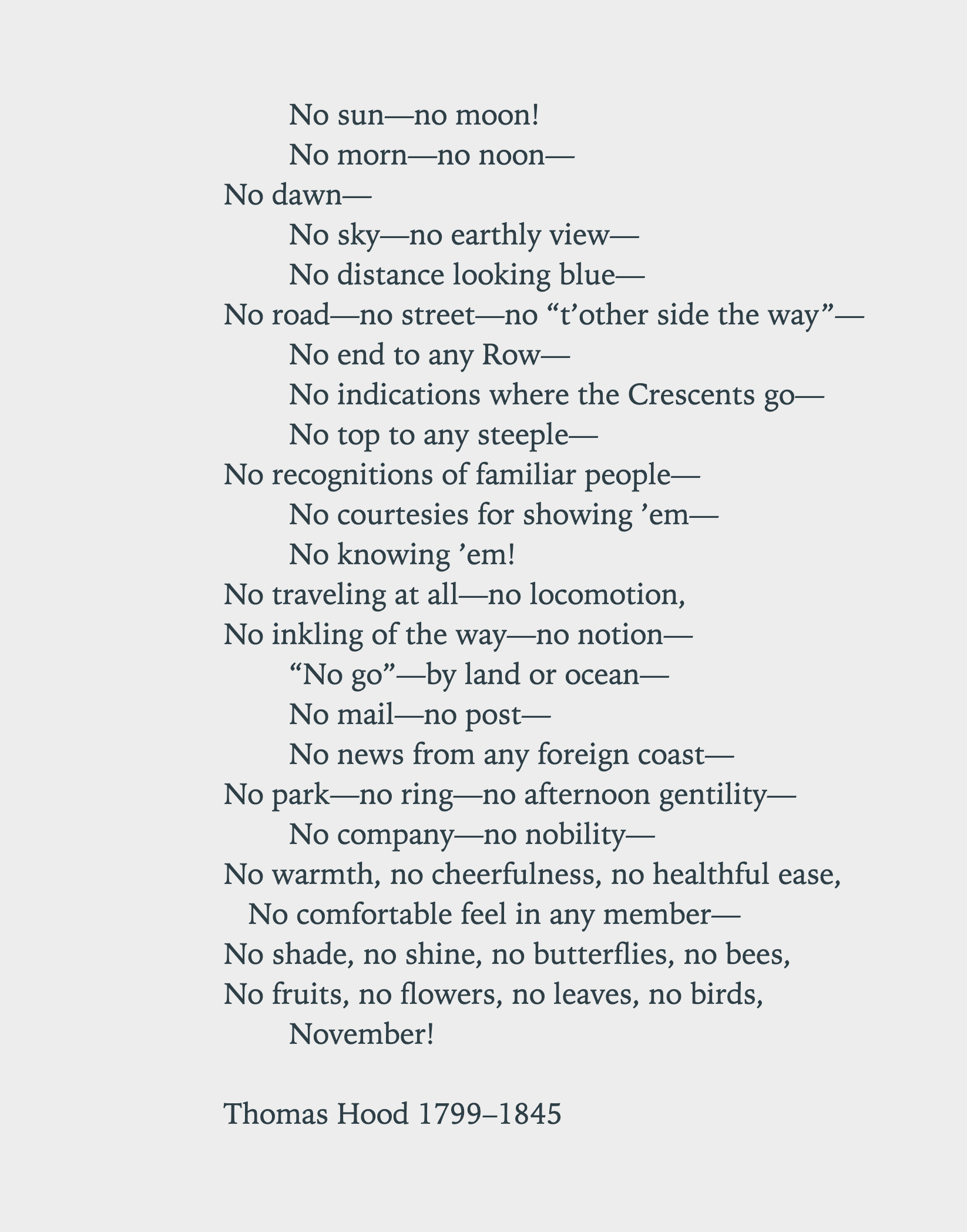 Screenshot of No!, a poem by Thomas Hood