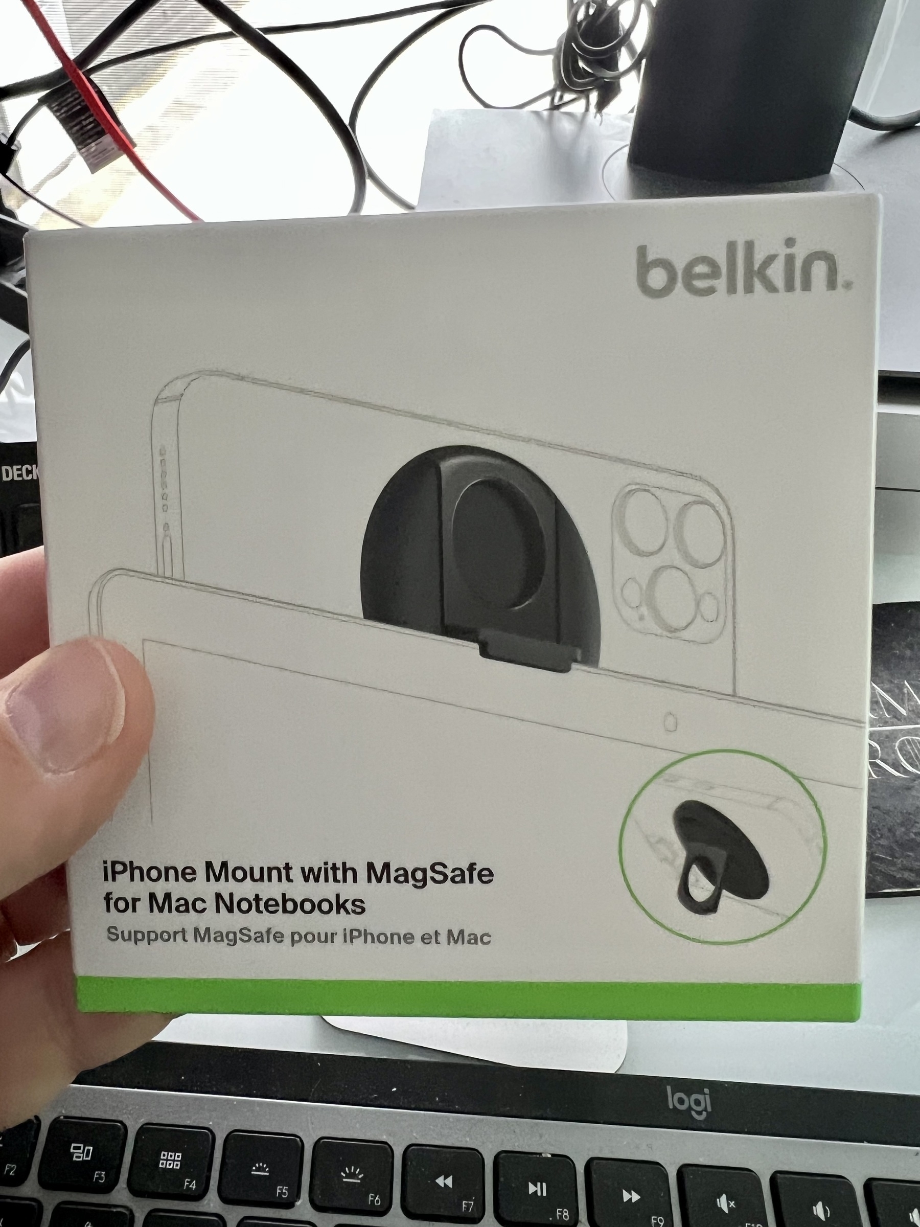 Belkin iPhone mount with MagSafe for Mac Notebooks box. 