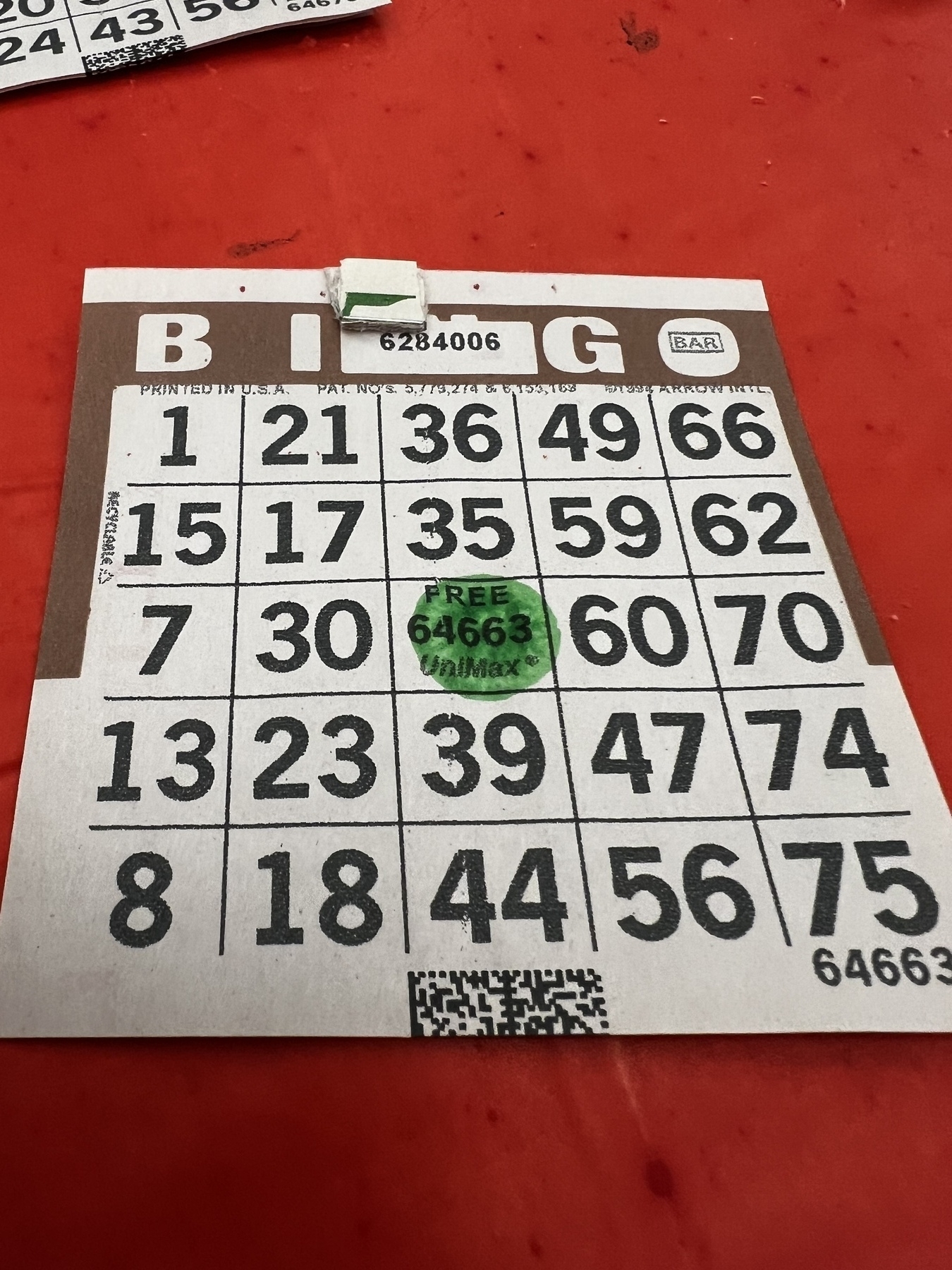 A bingo card. 