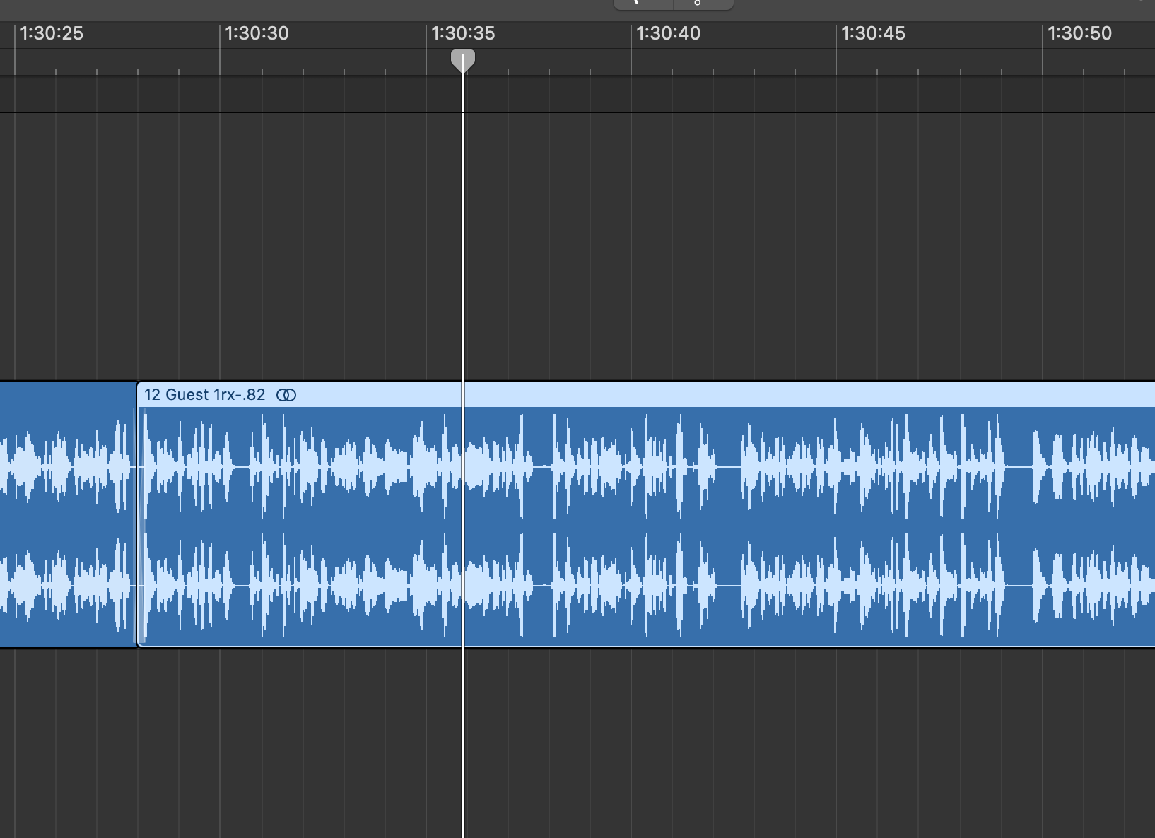Screenshot of Logic Pro audio wav forms from a recording.