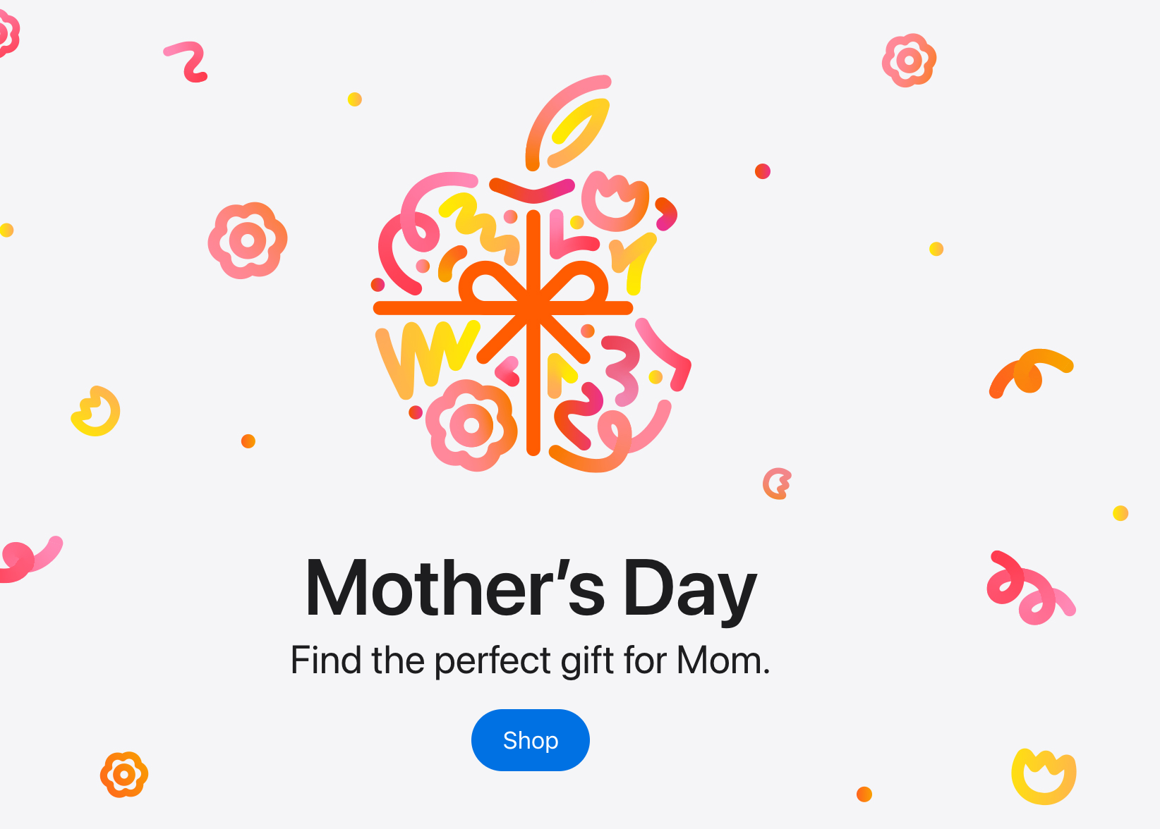 Screenshot of Apple Store online’s Mother’s Day promo text
