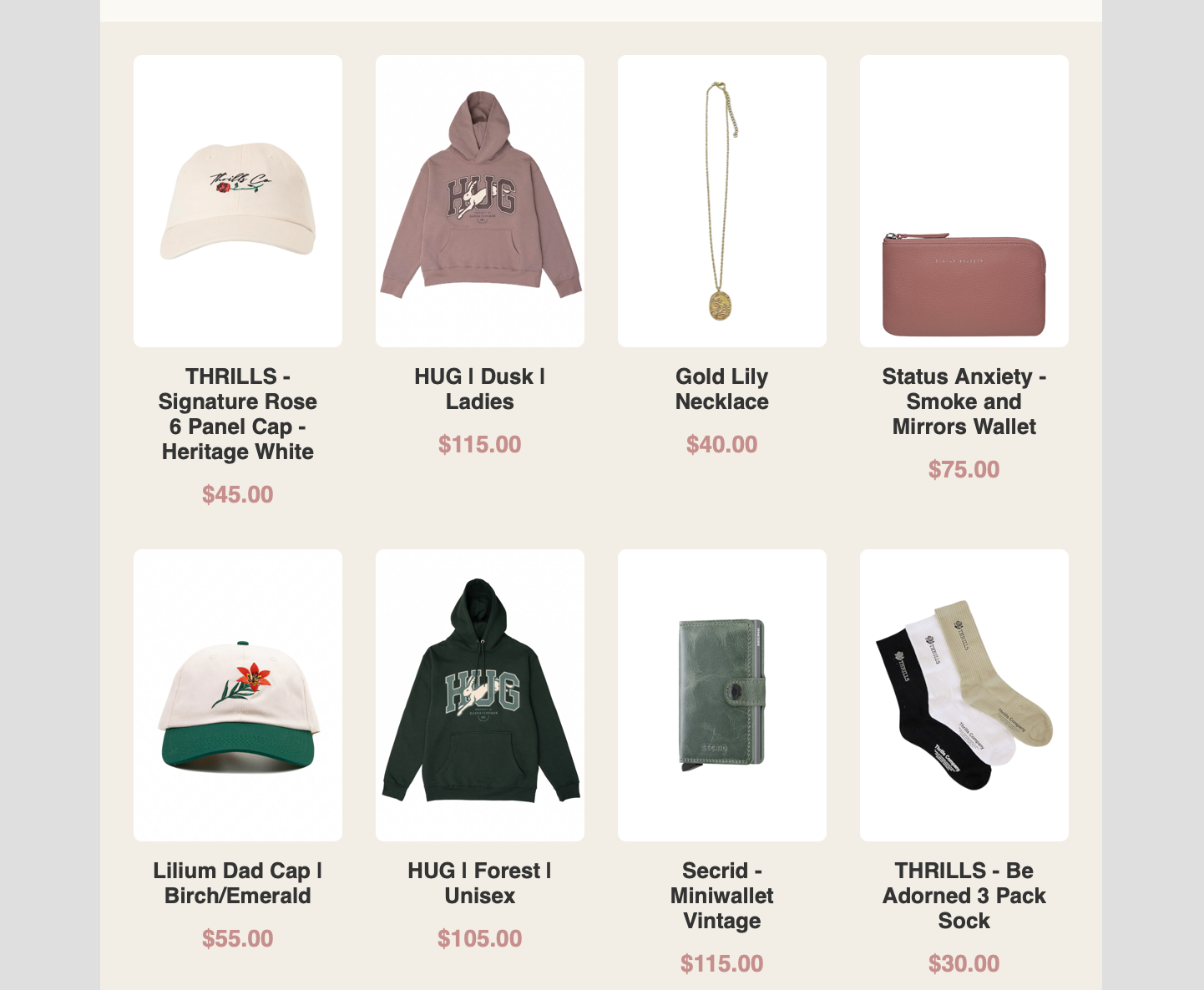 pricing screenshot from a local brand’s email newsletter showing bunnyhugs (hoodies in Saskatchewan) priced at $115+tax.