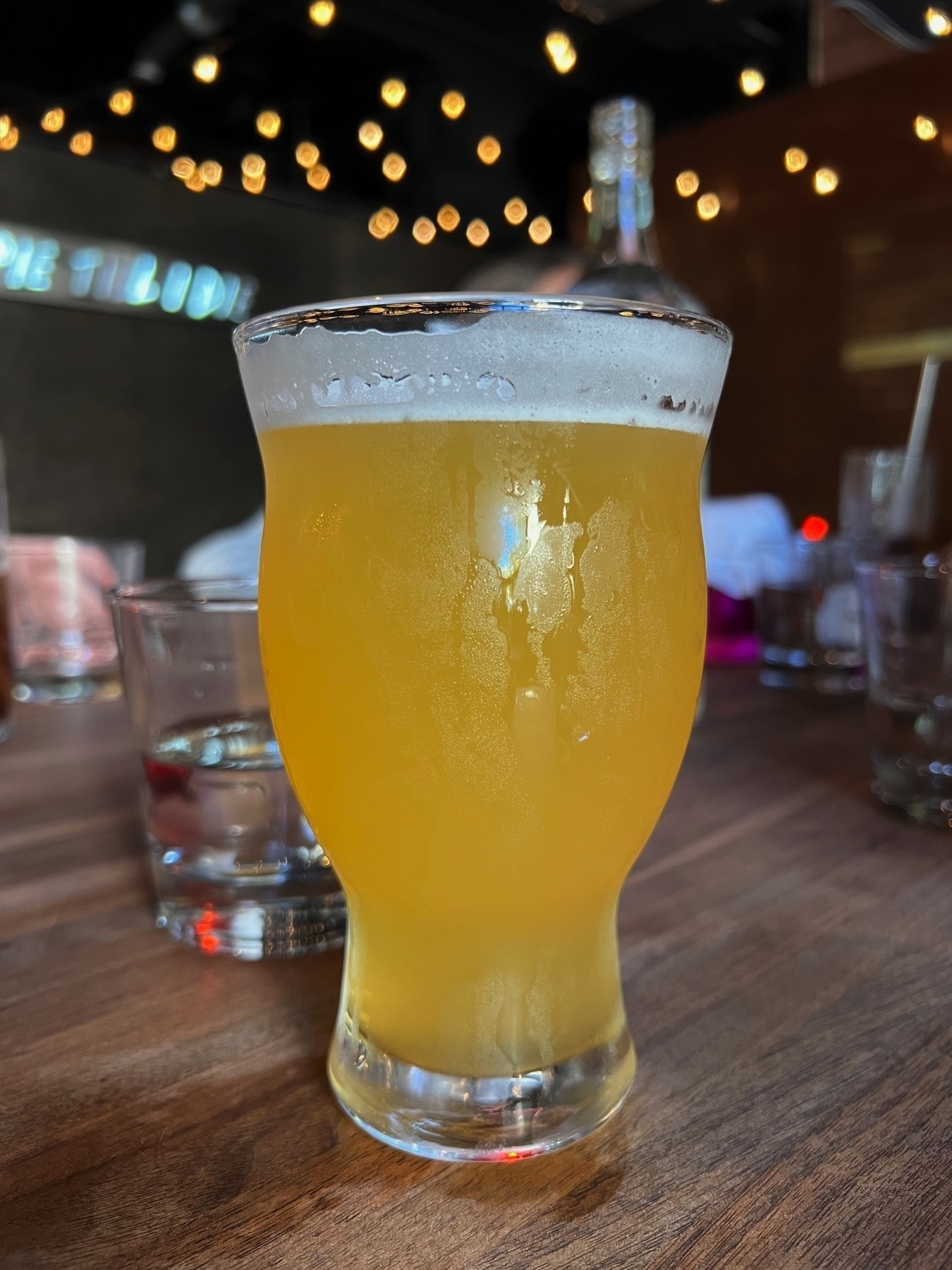 A photo of a pint of beer from Better Brothers Brewery in Saskatoon, taken at Thirteen Pies restaurant in Saskatoon, Saskatchewan.