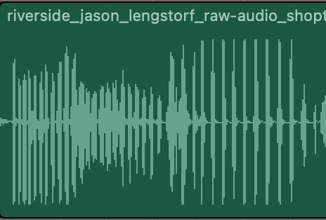 A screenshot of a wav file in Logic Pro with the text ”Jason_Lengstorf” on top of it.