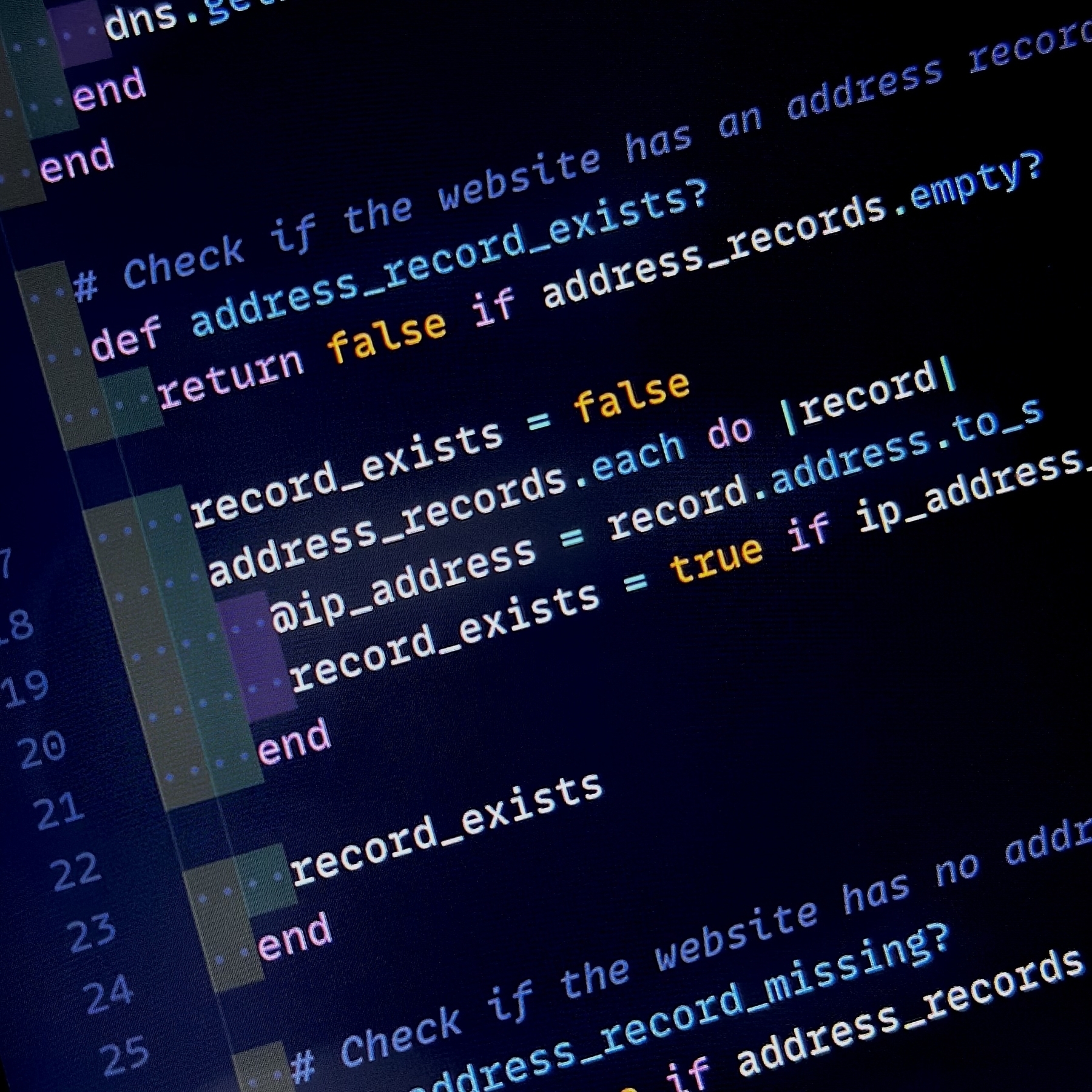 A screenshot of Ruby programming code.