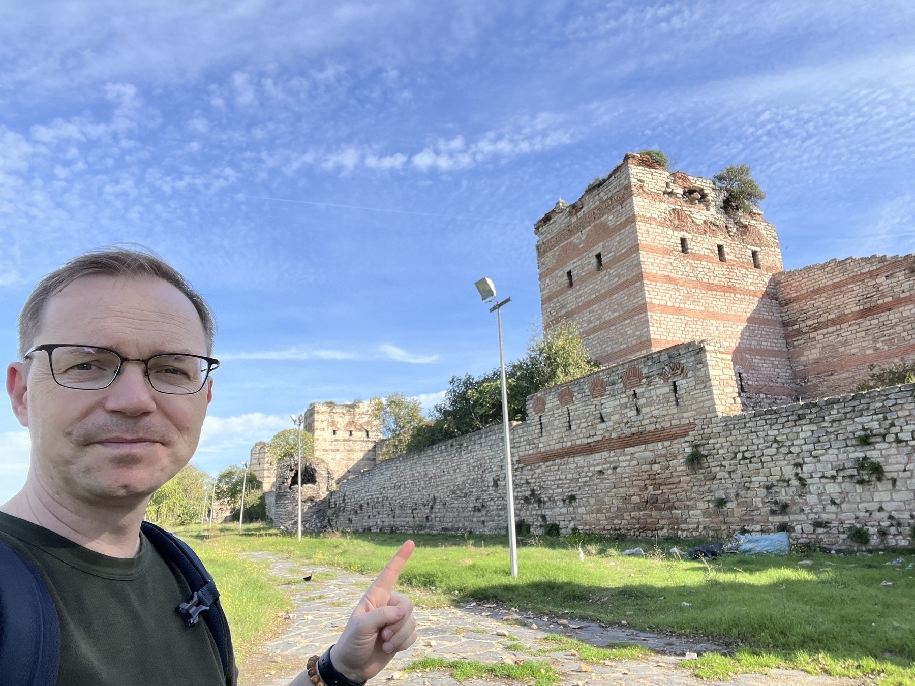 Chad poses with the walls of old city of Constantinople 