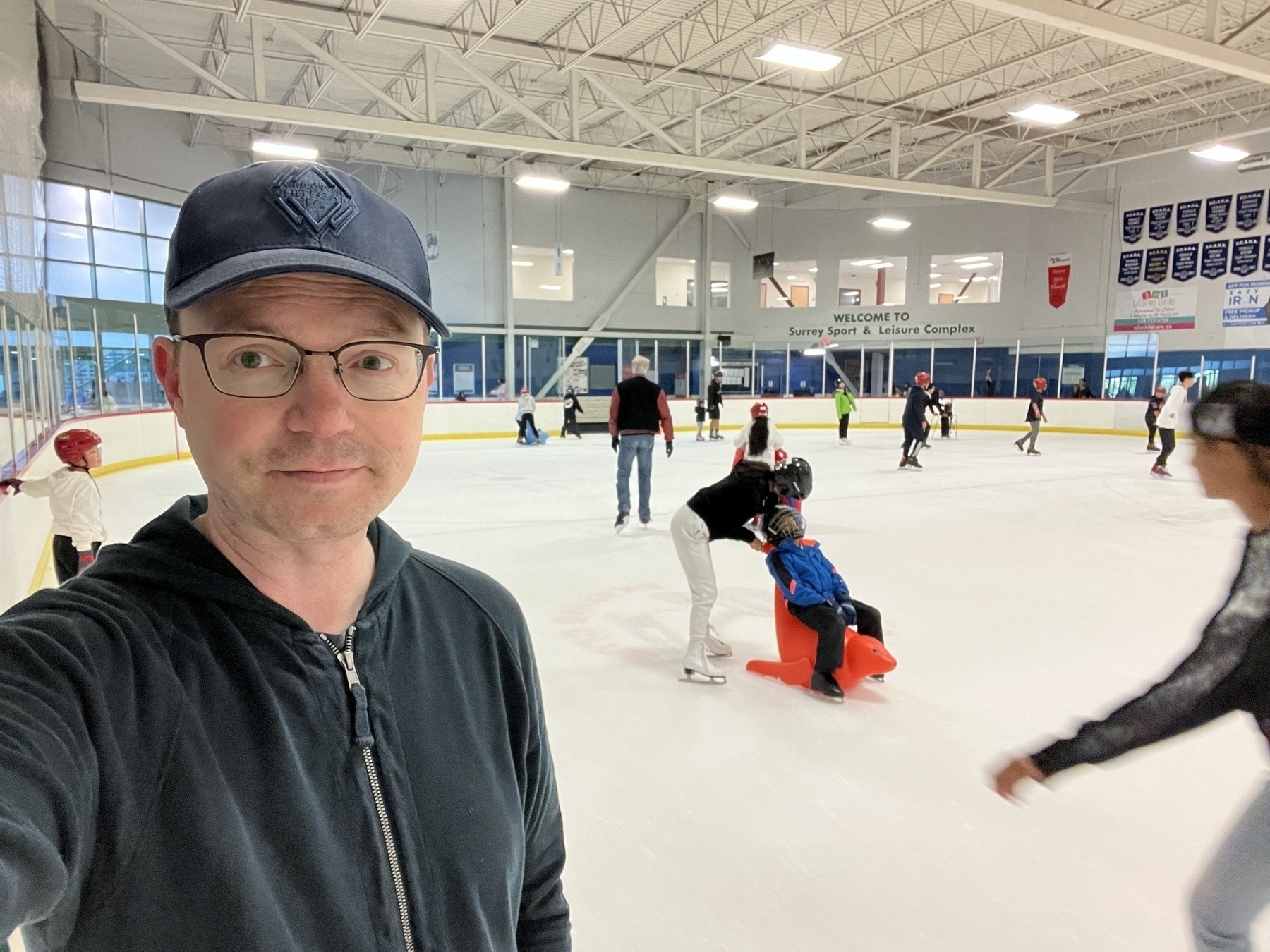 Chad selfie on the ice at public skating