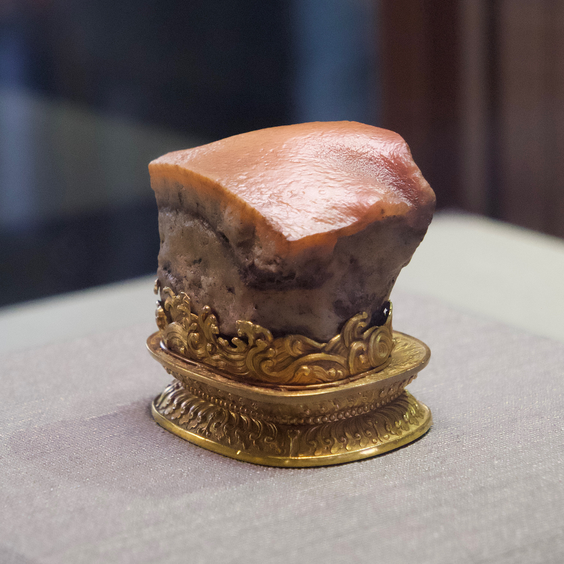 The famous Jasper stone carved to look like a piece of pork