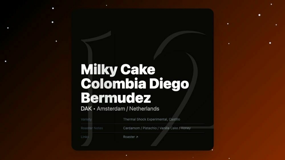 Milky CakeColombia Diego Bermudez from DAK in Amsterdam Netherlands