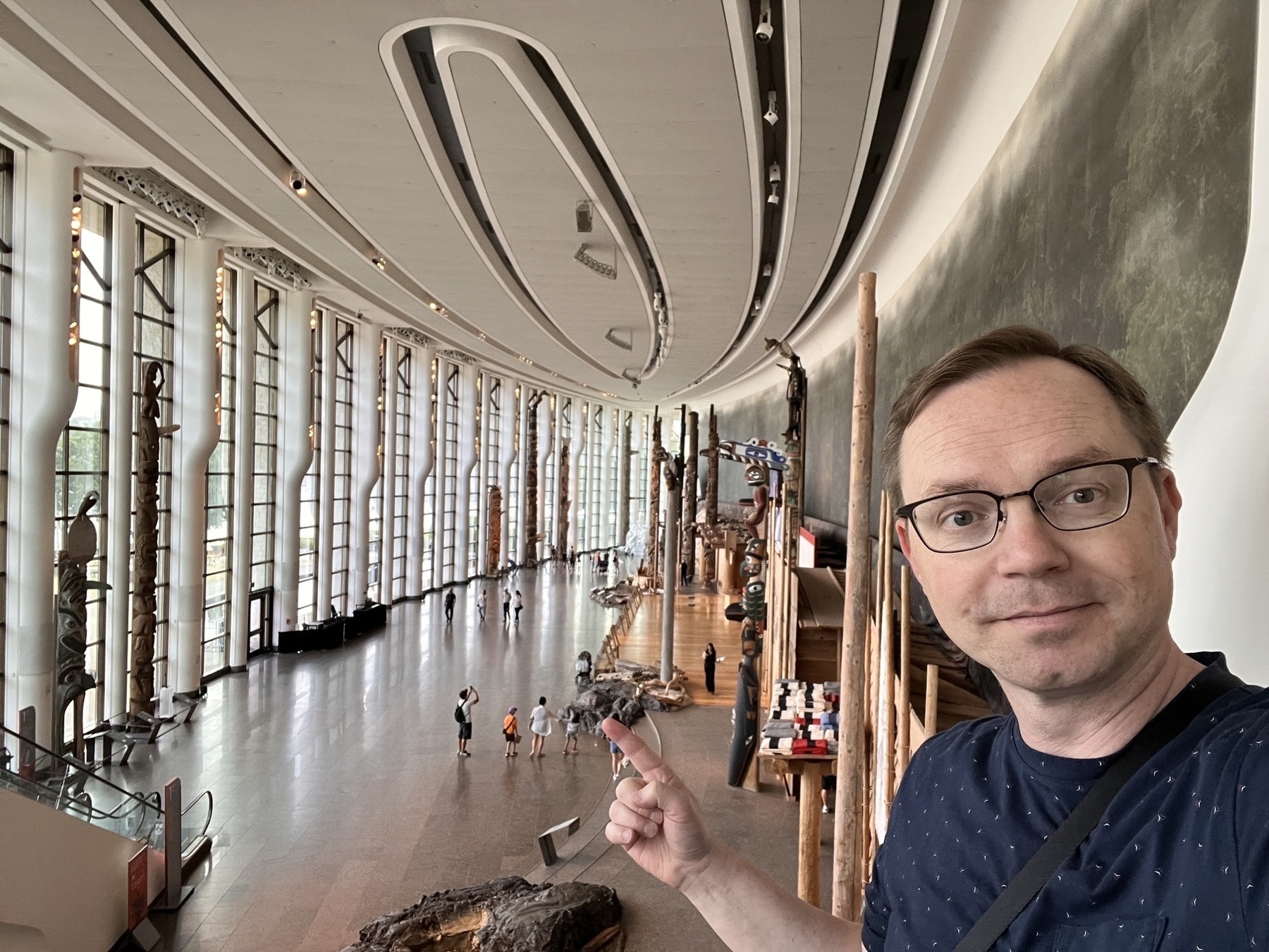 Chad selfie at the Northwest Coast display at the Canadian Museum of History