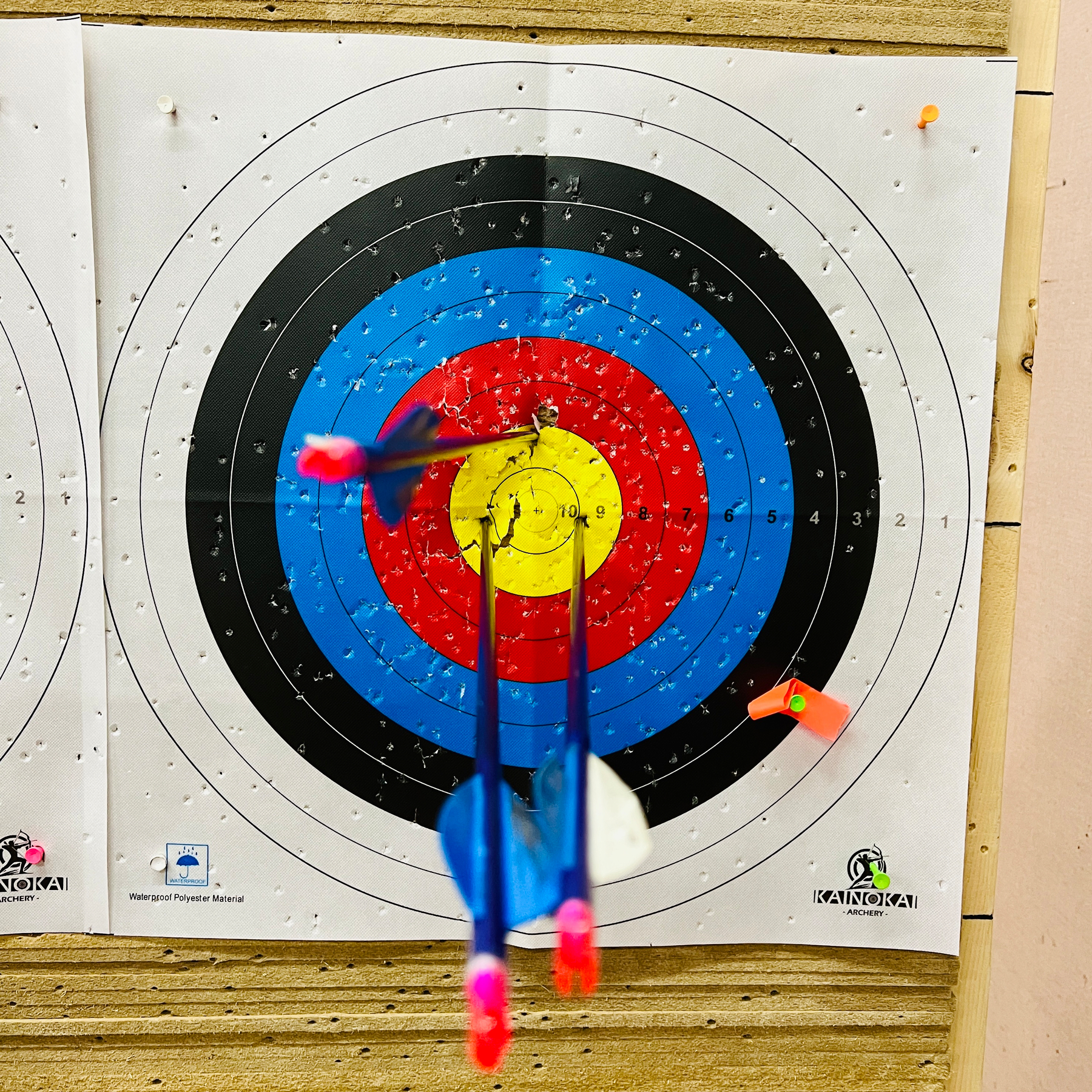 Target with three arrows barely in the gold