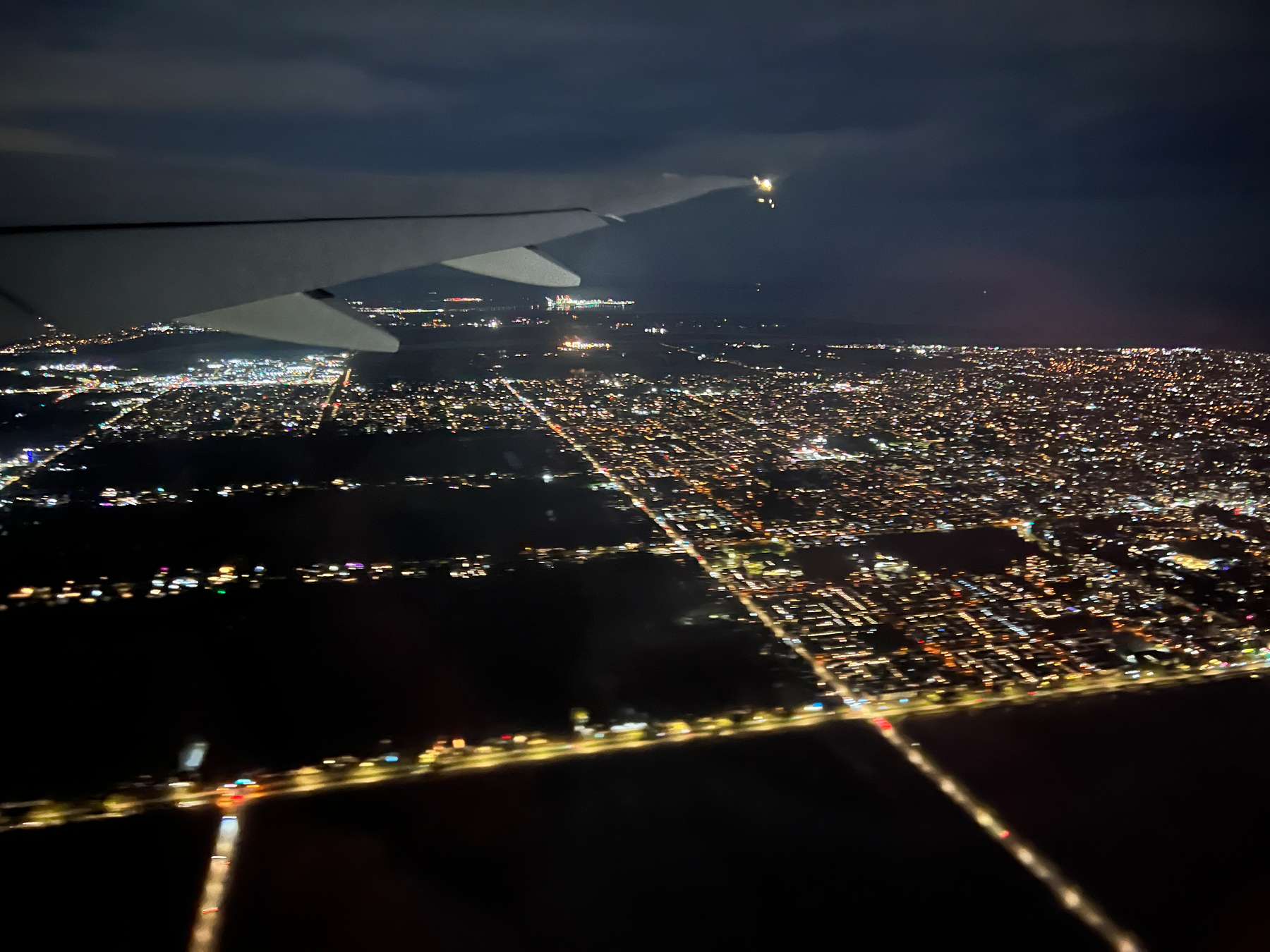 Flying over Vancouver at night