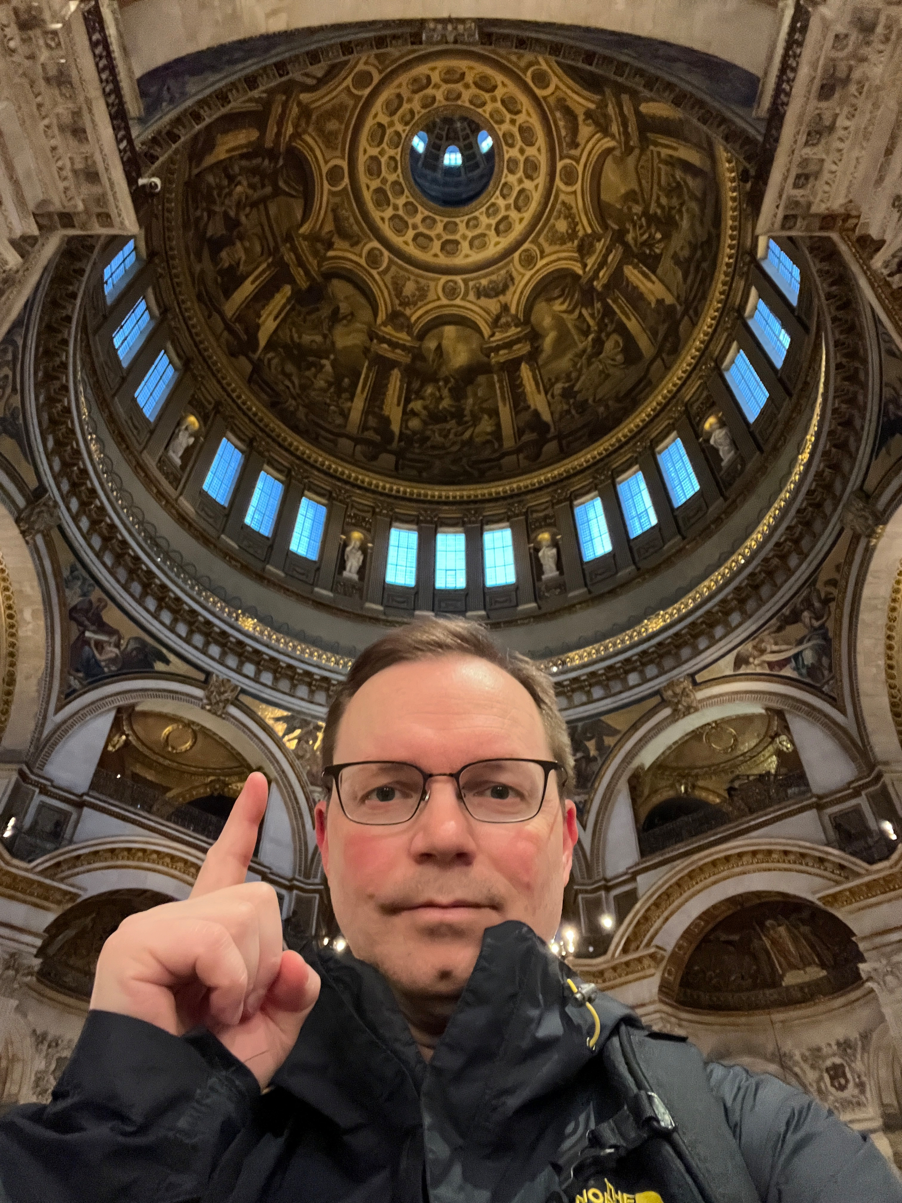 Chad points up to the inside of St Paul’s massive dome which is damn impressive