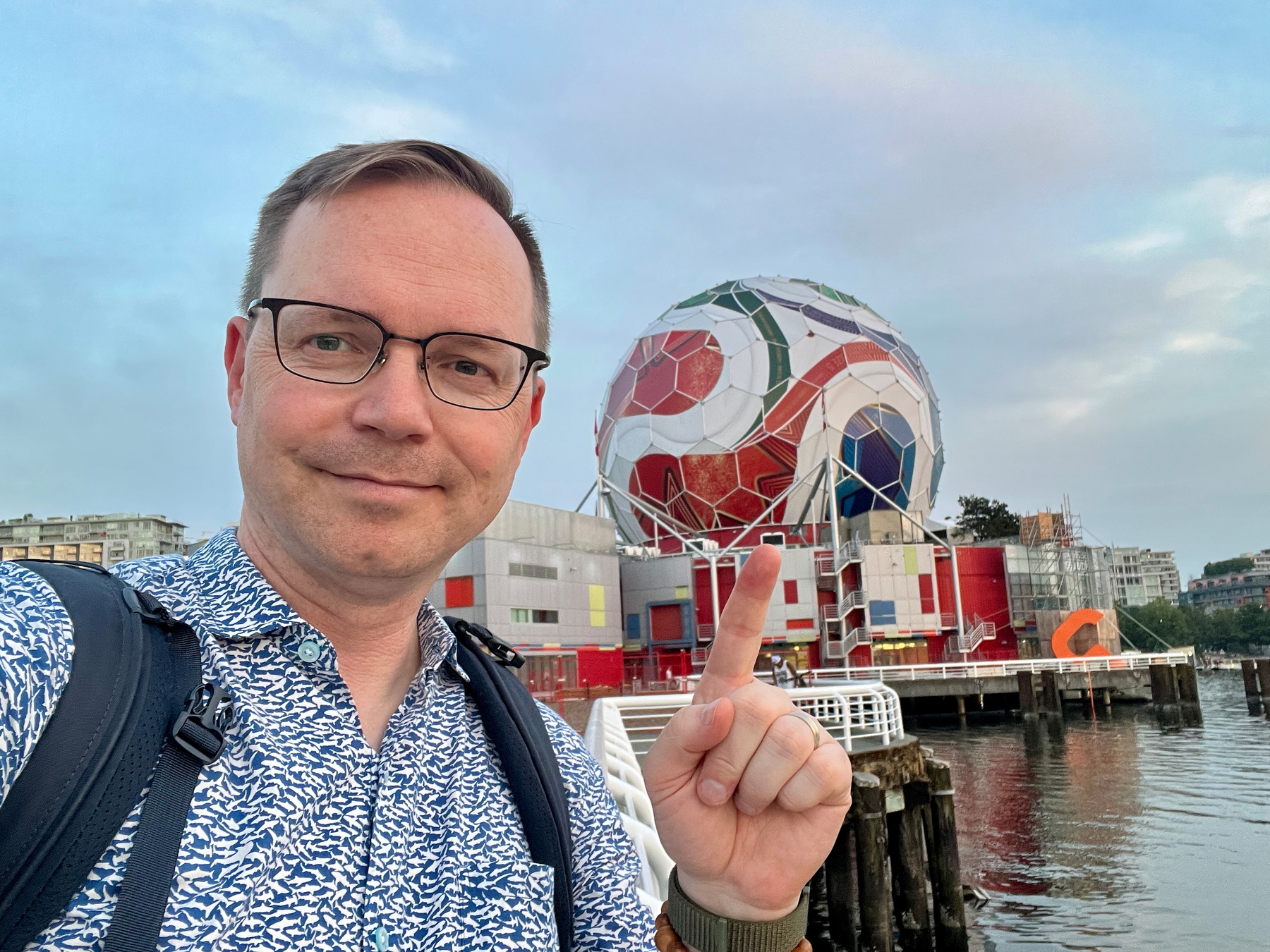 Chad selfie painting at Science World decorated as a WC2026 football