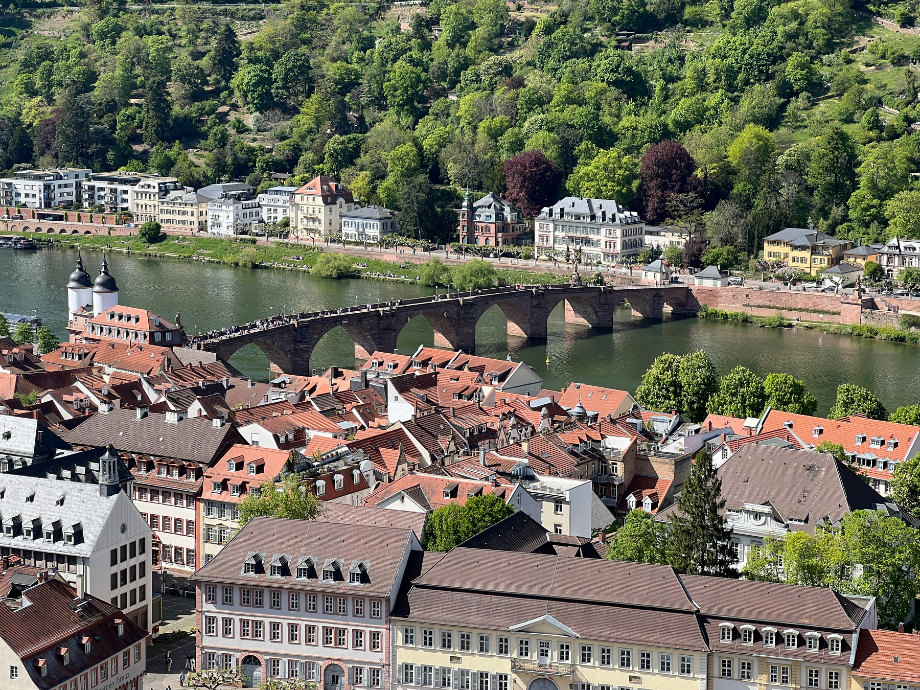 The Theodor-Heuss-Brücke bridge over the Neckar River from above