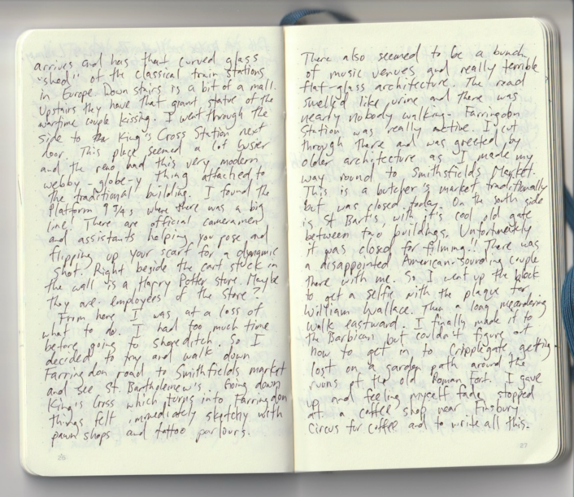 An example journal page about Platform 9 3/4s at Kings Cross