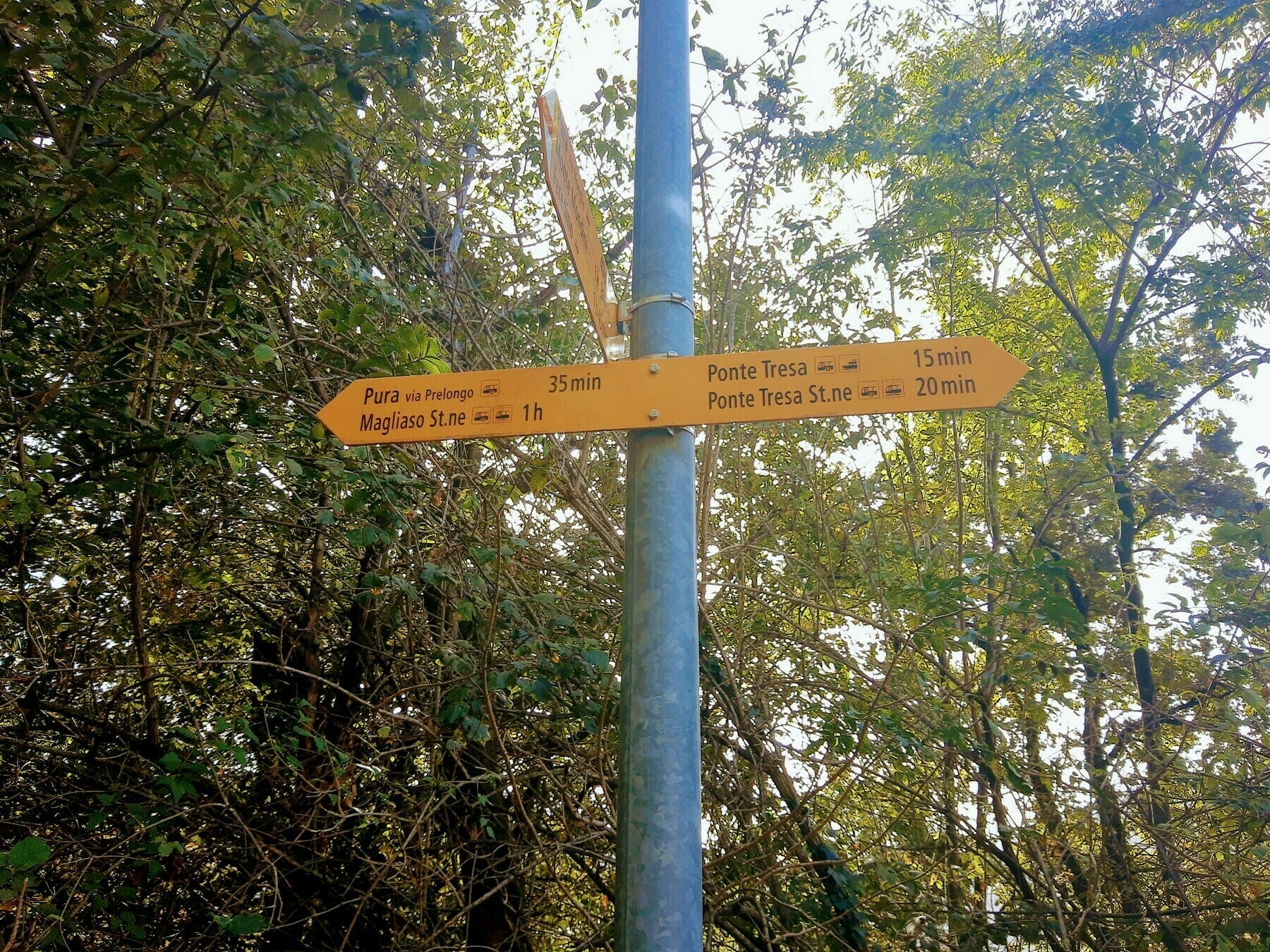 Cartello escursionistico con indicati i sentieri