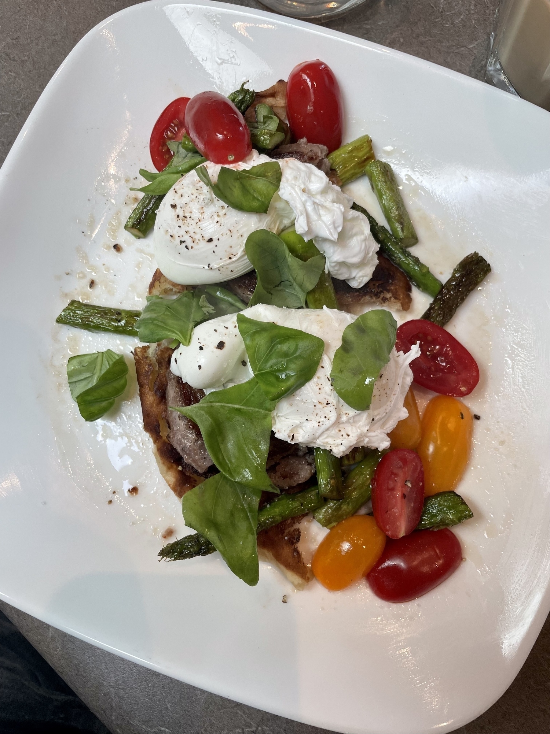 White plate with the food items described in the post, in a colorful pile. 