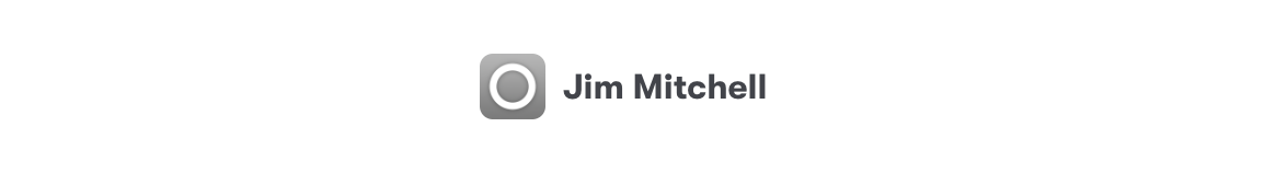 Auto-generated description: A camera icon is displayed next to the text Jim Mitchell.