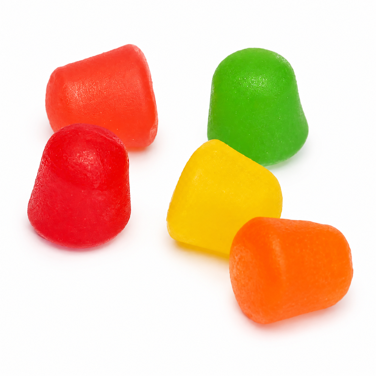 dots candy arranged on a white background