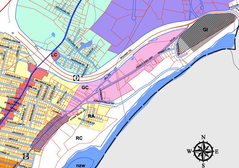 section of the Greenfield MA official zoning map