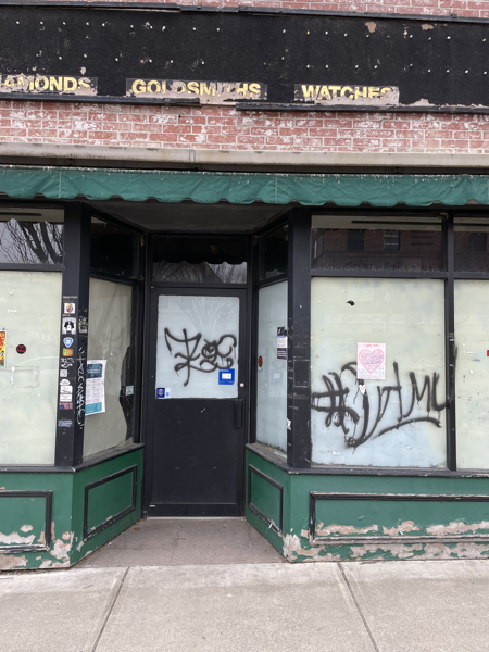 abandoned store front on Main Street