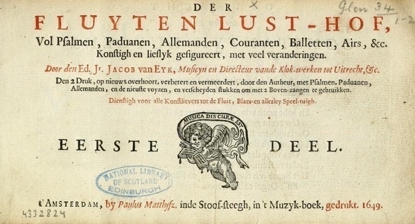 Der Fluyten Lust Hof 1649 title page.