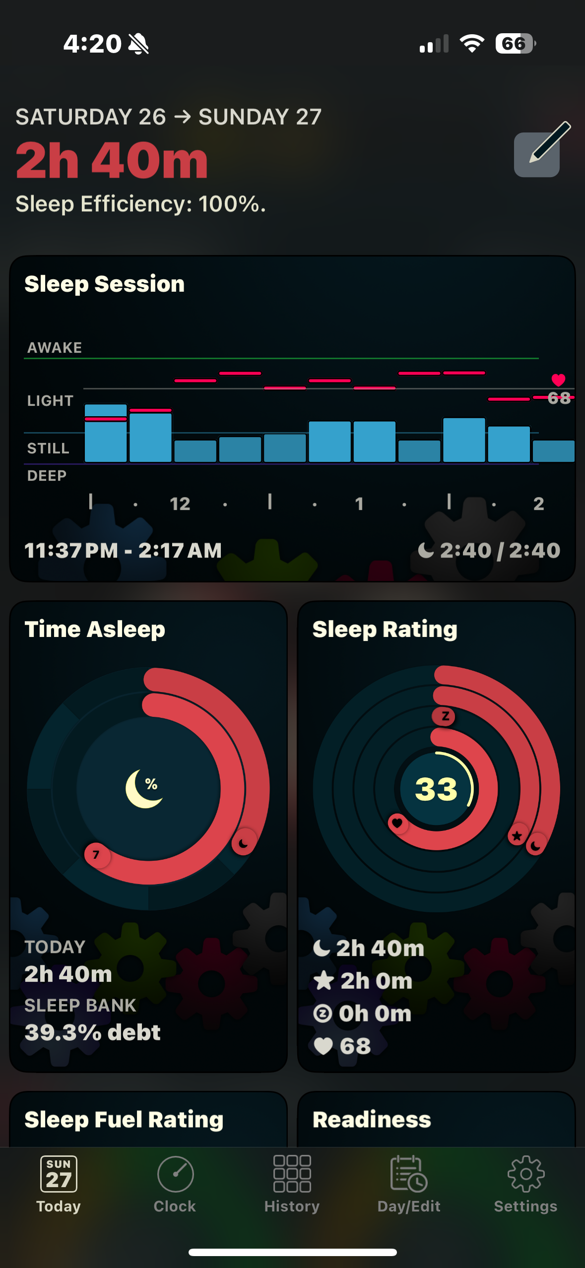 Screenshot of the AutoSleep app