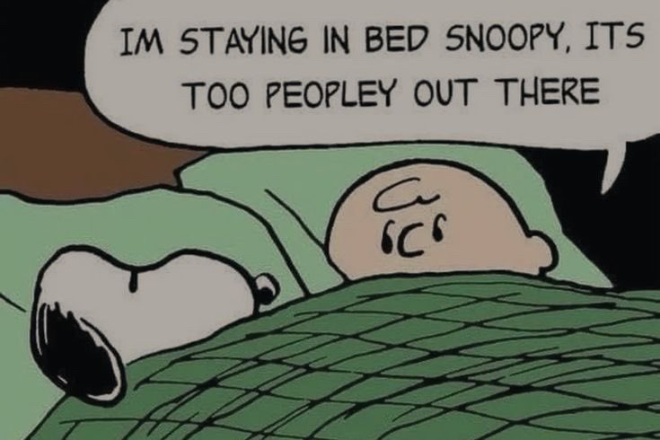 Snoopy and Charlie Brown staying in bed