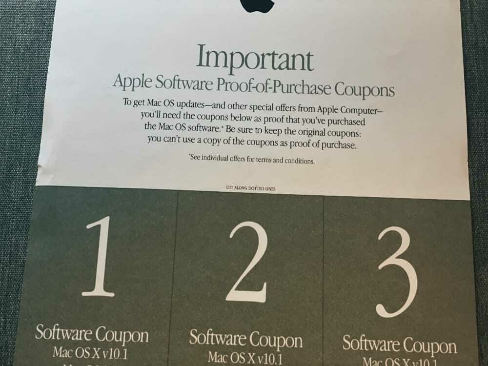 Apple Software Proof-of-Purchase Coupons for Mac OS X v10.1